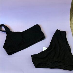 Cupshe Black Textured Bikini Set